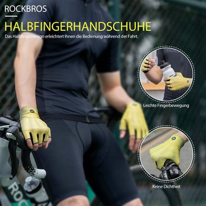 ROCKBROS Halbfinger - Radhandschuhe Rutschfest Elastisch Unisex Gelb M - XXL - Fahrradhandschuhe ROCKBROS - EU - NooMii