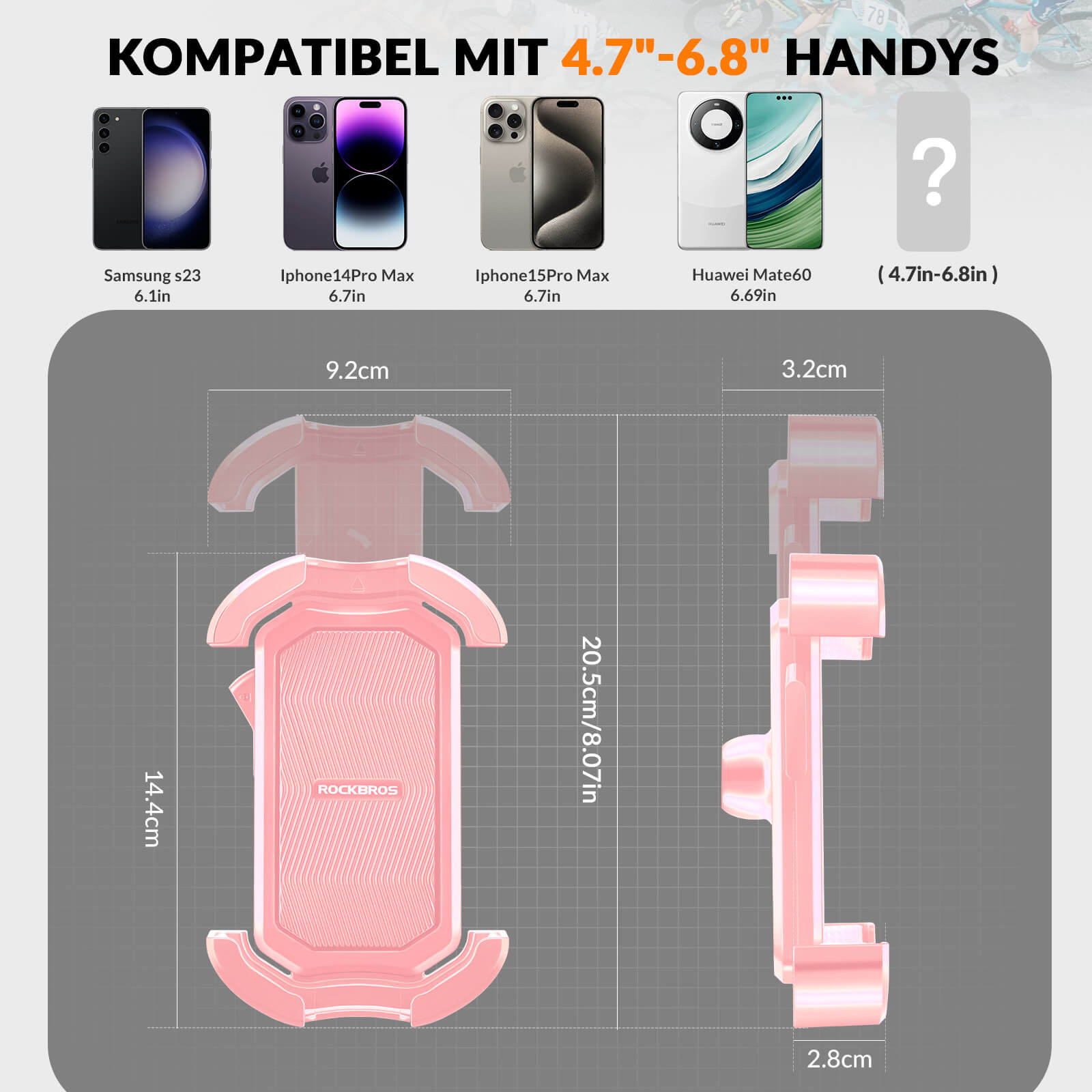 ROCKBROS Handyhalterung Fahrrad Handyhalter Motorrad 360° Drehbar für 4,7 - 7,0 Zoll - Fahrrad Handyhalterung ROCKBROS - EU - NooMii