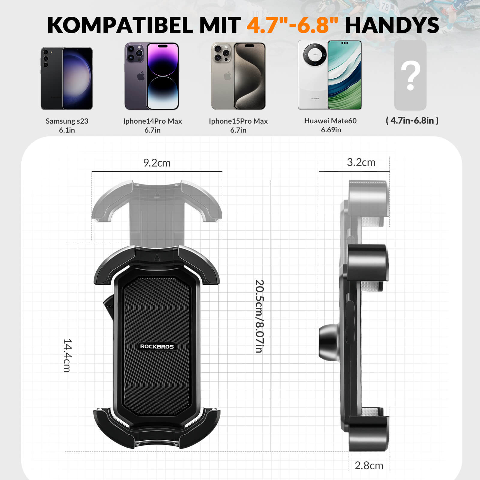 ROCKBROS Handyhalterung Fahrrad Handyhalter Motorrad 360° Drehbar für 4,7 - 7,0 Zoll - Fahrrad Handyhalterung ROCKBROS - EU - NooMii