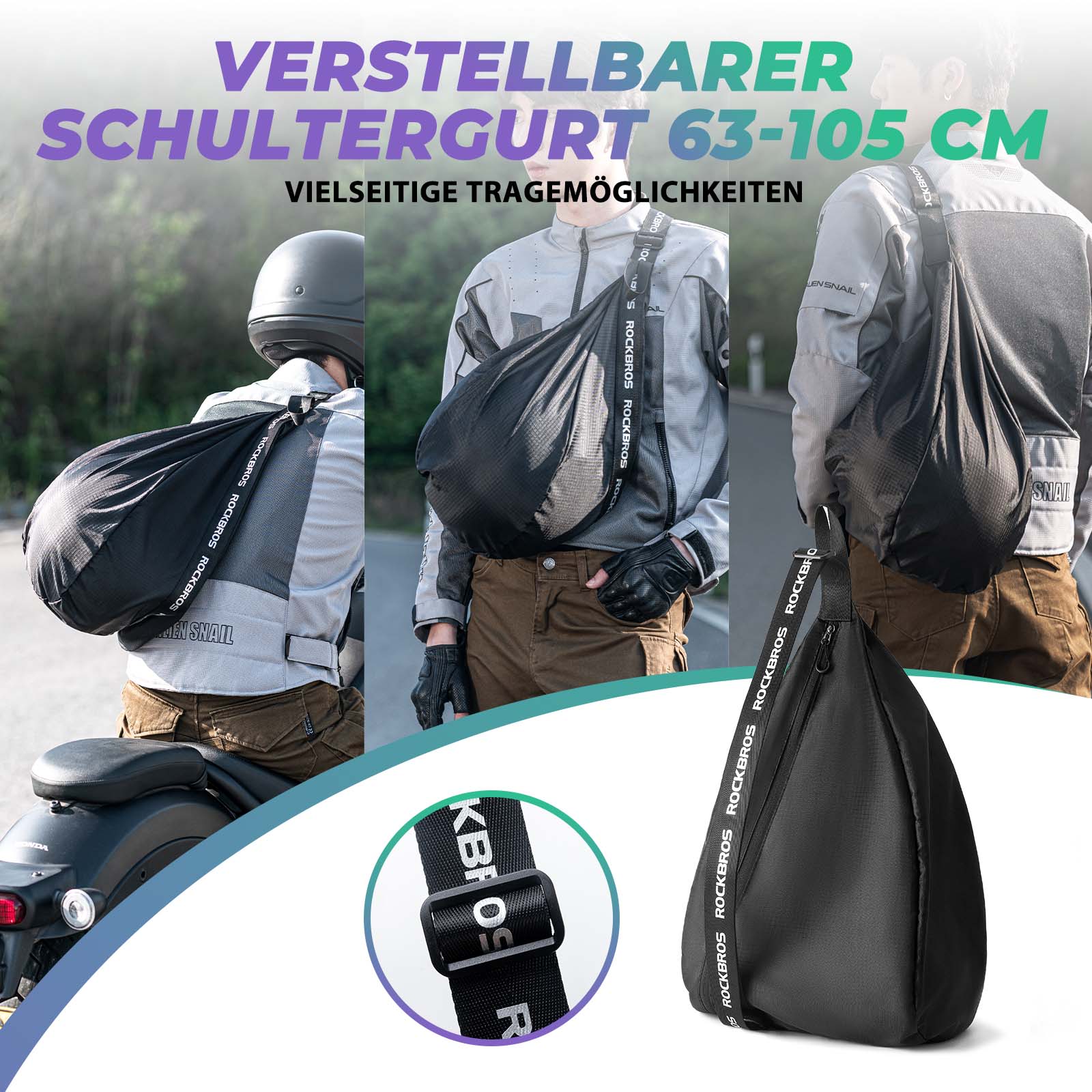 ROCKBROS Helmtasche Motorrad Helmbeutel Einstellbarer Schultergurt - Rucksack ROCKBROS - EU - NooMii