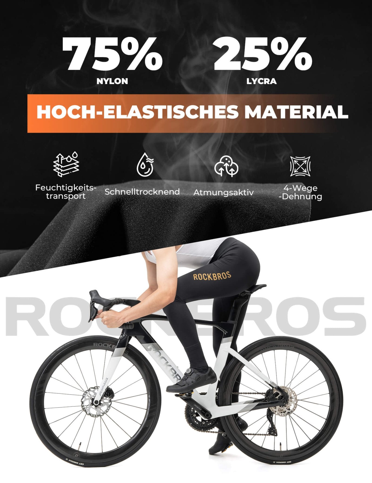 ROCKBROS Herren Fahrrad Trägerhose Lang Gepolstert - Fahrradhose ROCKBROS - EU - NooMii