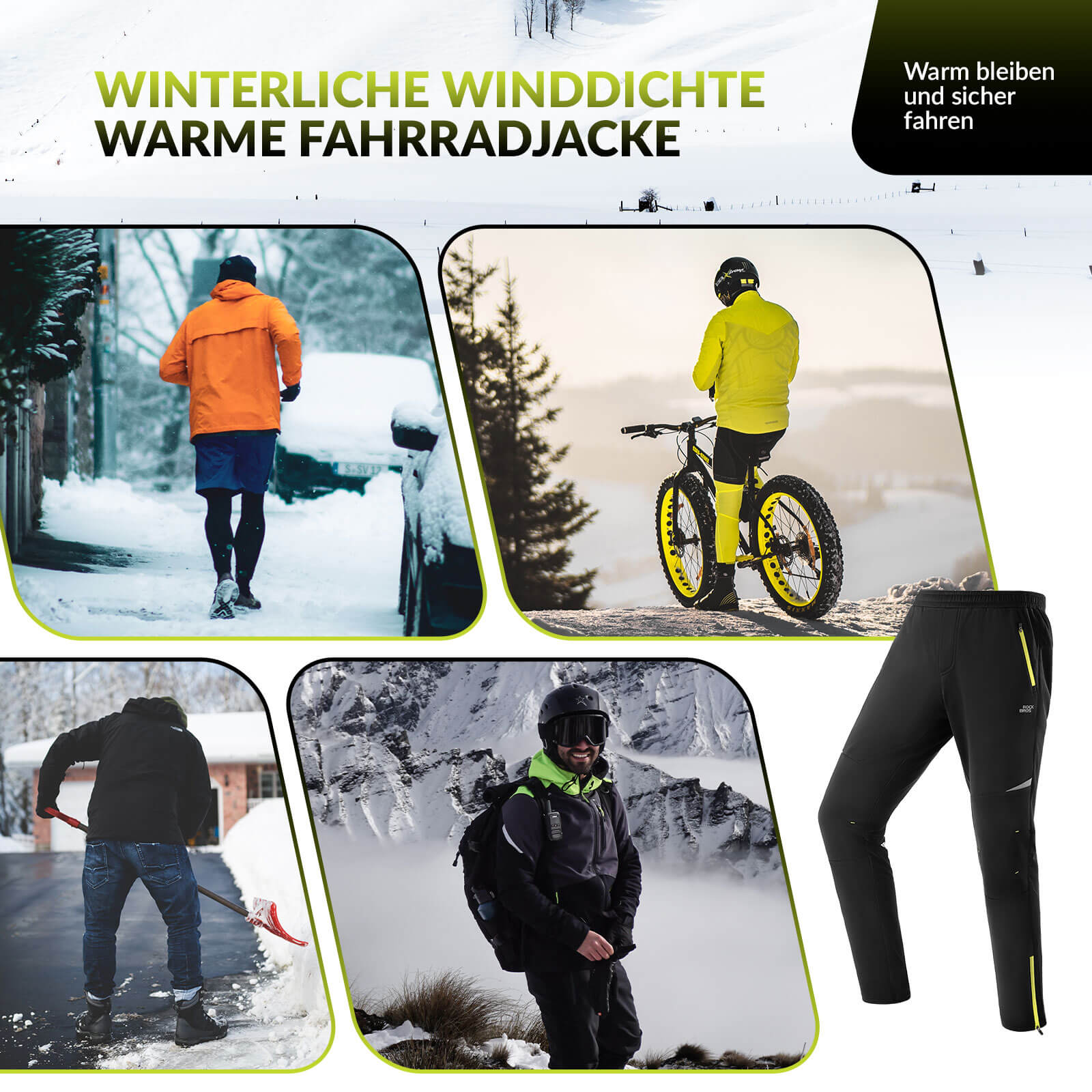 ROCKBROS Herren Fahrradhose Winddicht und Warm für Winter Outdoor - Sport - Fahrradhose ROCKBROS - EU - NooMii