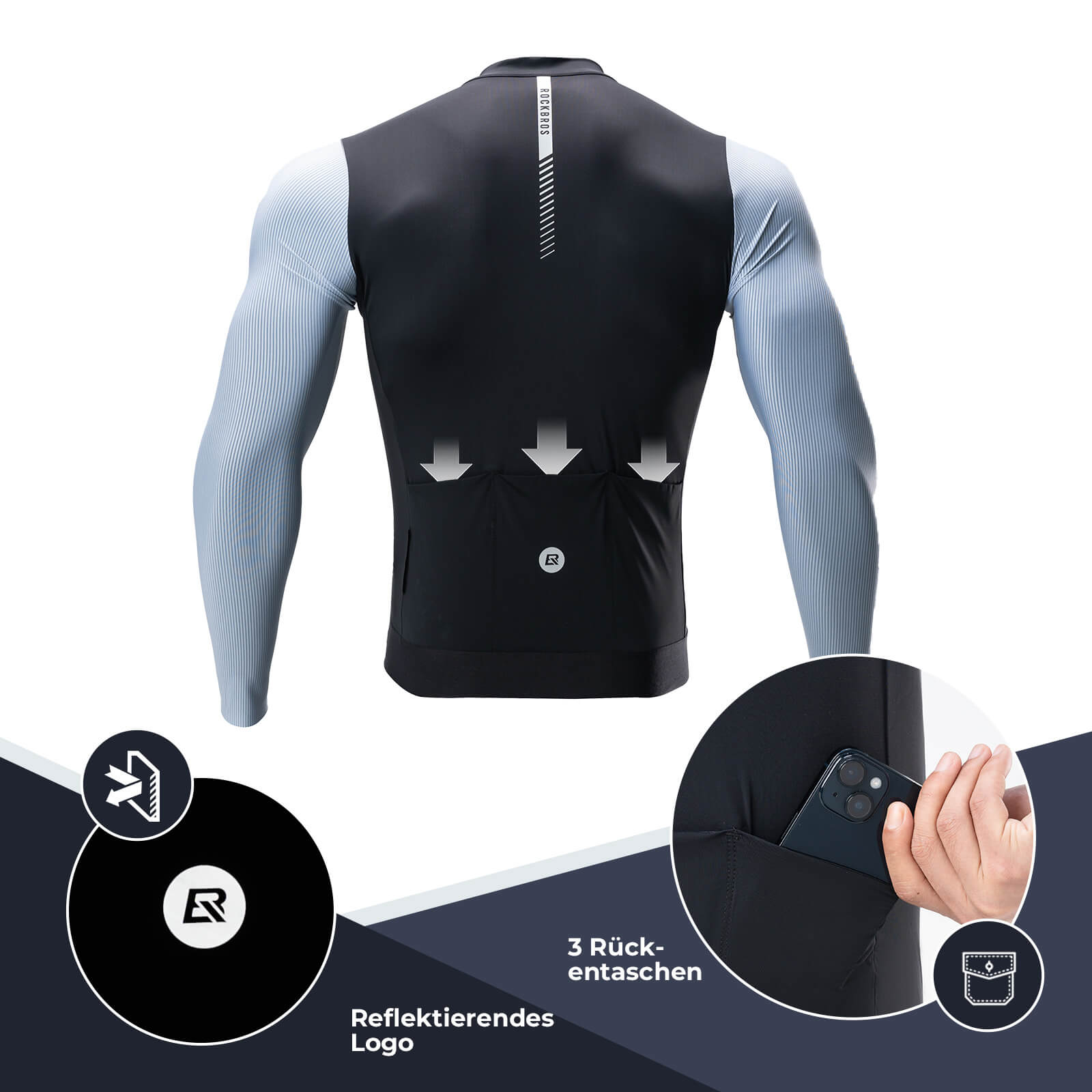 ROCKBROS Herren Langarm - Radtrikot Atmungsaktive Fahrrad Jersey Schnell Trocknend - Fahrradtrikot ROCKBROS - EU - NooMii