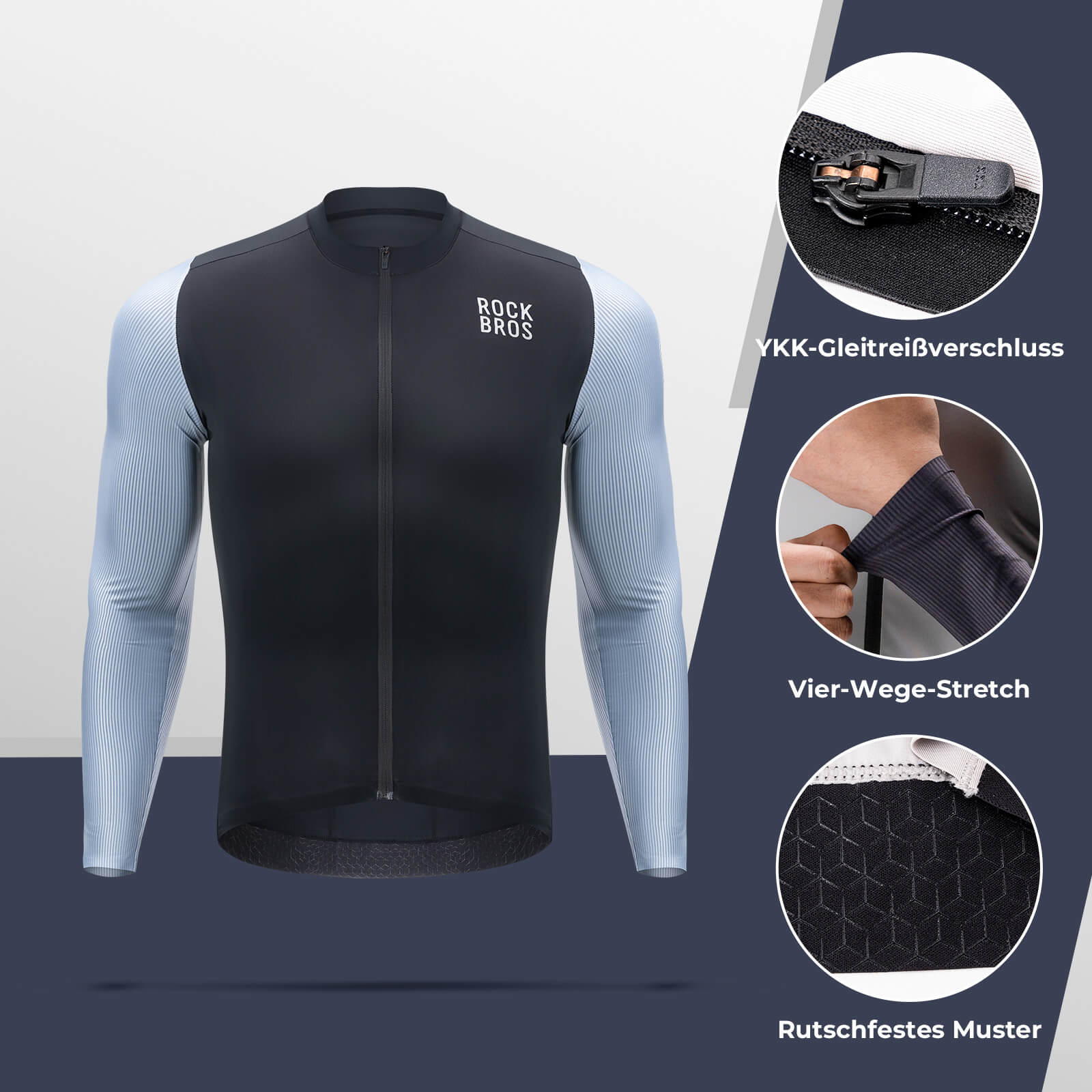 ROCKBROS Herren Langarm - Radtrikot Atmungsaktive Fahrrad Jersey Schnell Trocknend - Fahrradtrikot ROCKBROS - EU - NooMii
