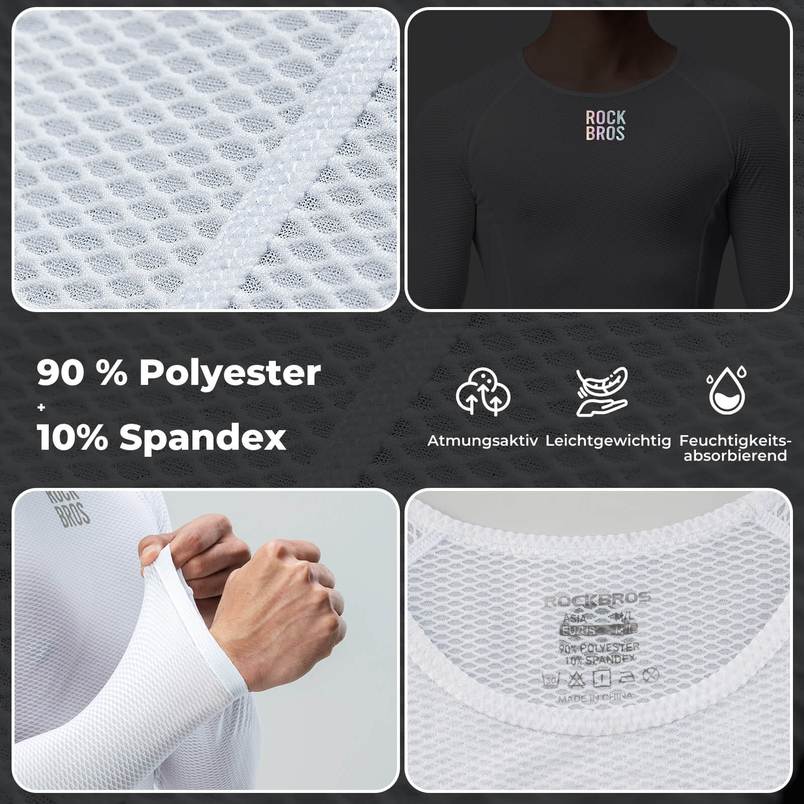 ROCKBROS Herren Langarm - Radtrikot Funktionsshirt Fahrrad Jersey Schnell Trocknen - Funktionsshirt ROCKBROS - EU - NooMii