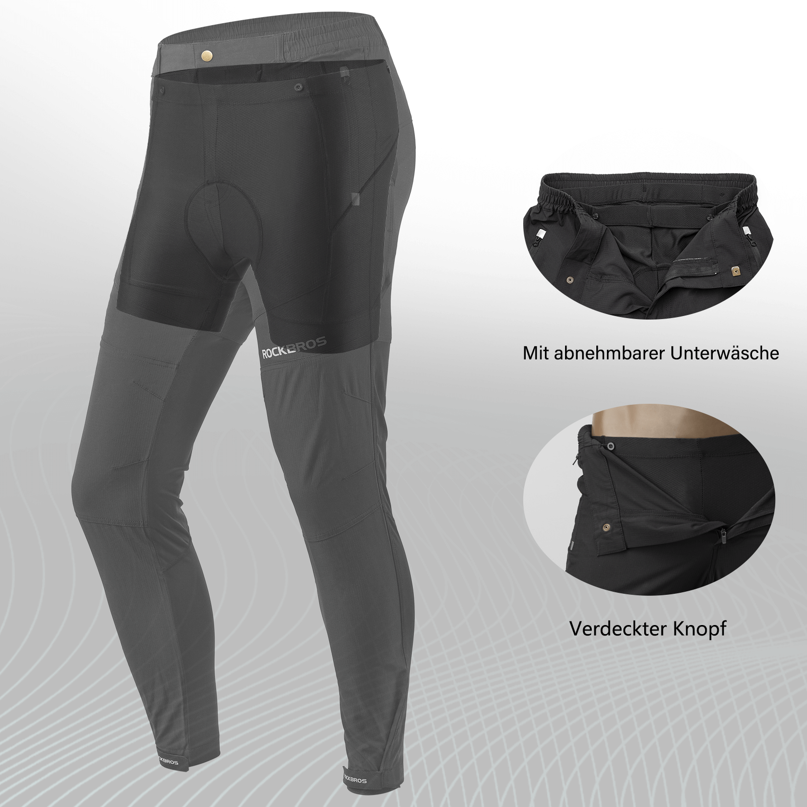 ROCKBROS Herren Radhose mit abnehmbarer gepolsterter - Fahrradhose ROCKBROS - EU - NooMii