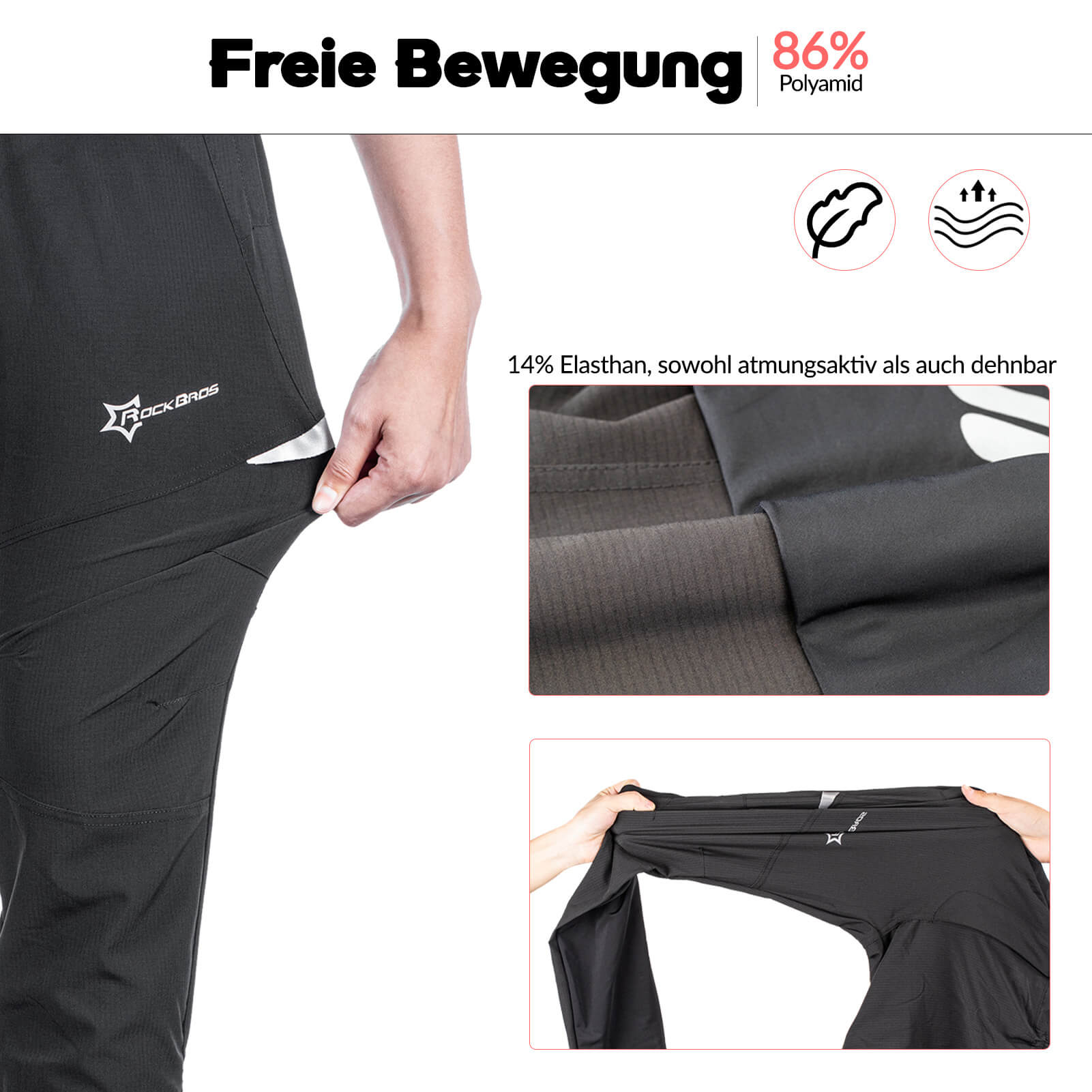 ROCKBROS Herren Radlerhose Atmungsaktiv Lang Fahrradhose M - 4XL - Fahrradhose ROCKBROS - EU - NooMii