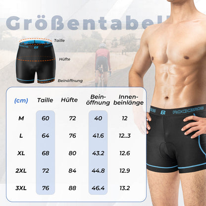 ROCKBROS Herren Radunterhose mit 4D Sitzpolster Radlerhose Atmungsaktiv - Fahrradhose ROCKBROS - EU - NooMii