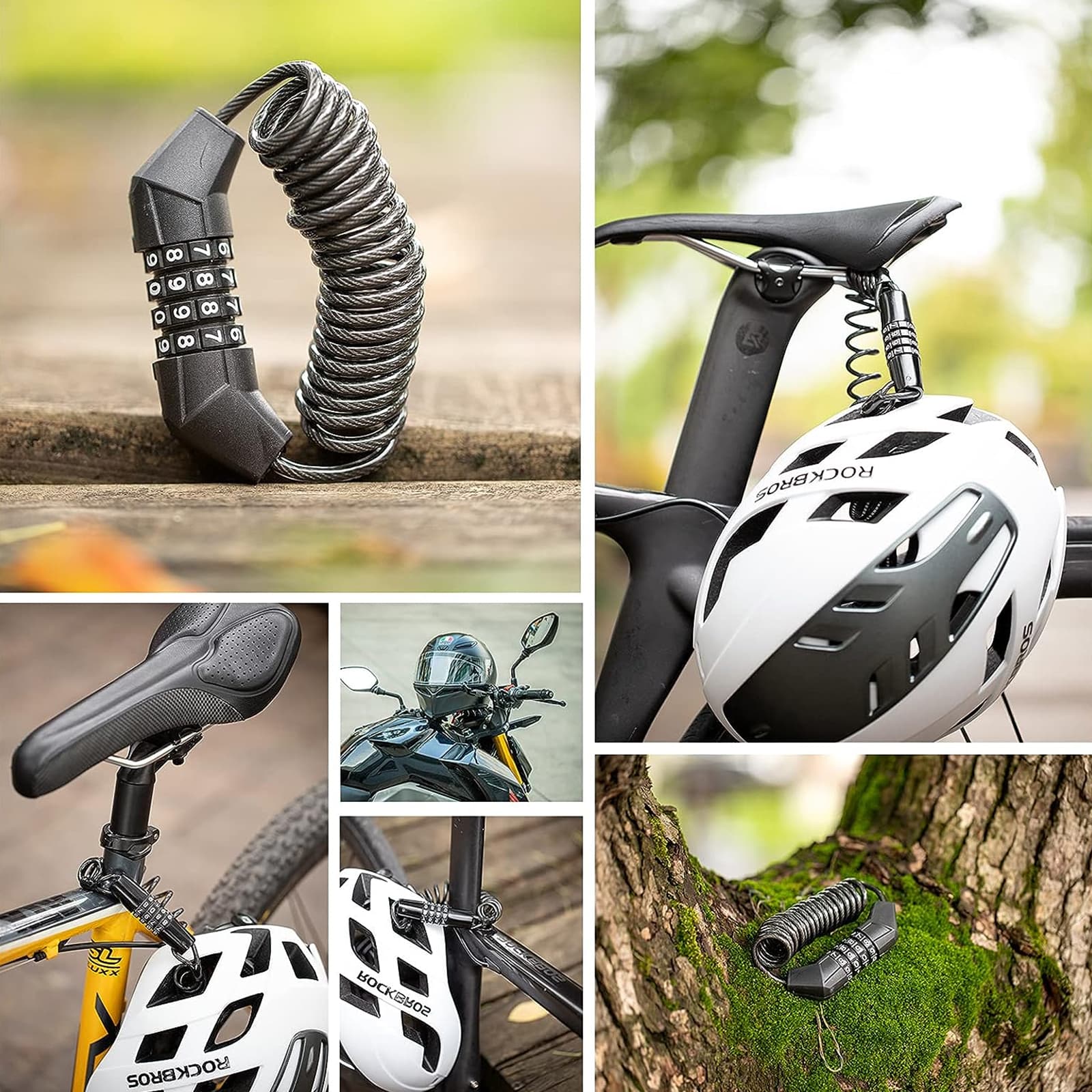 ROCKBROS Kabelschloss Zahlenschloss mit 4 - Steillage Zahlencode - Fahrradschloss ROCKBROS - EU - NooMii