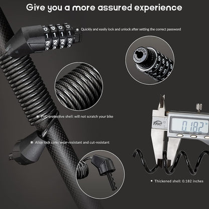 ROCKBROS Kabelschloss Zahlenschloss mit 4 - Steillage Zahlencode - Fahrradschloss ROCKBROS - EU - NooMii