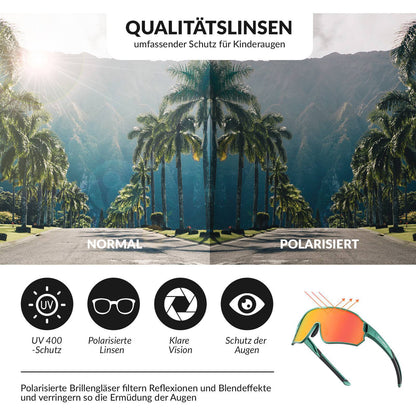 ROCKBROS Kinder Fahrradbrille UV400 - Schutz Polarisierte Sonnenbrille - Fahrradbrille ROCKBROS - EU - NooMii