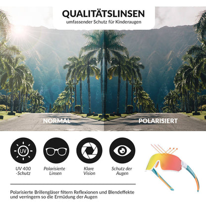 ROCKBROS Kinder Fahrradbrille UV400 - Schutz Polarisierte Sonnenbrille - Fahrradbrille ROCKBROS - EU - NooMii