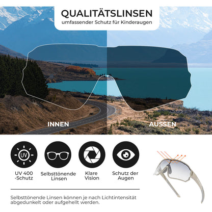 ROCKBROS Kinder Fahrradbrille UV400 - Schutz Selbsttönend Sonnenbrille - Fahrradbrille ROCKBROS - EU - NooMii