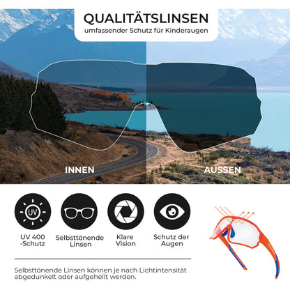 ROCKBROS Kinder Fahrradbrille UV400 - Schutz Selbsttönend Sonnenbrille - Fahrradbrille ROCKBROS - EU - NooMii