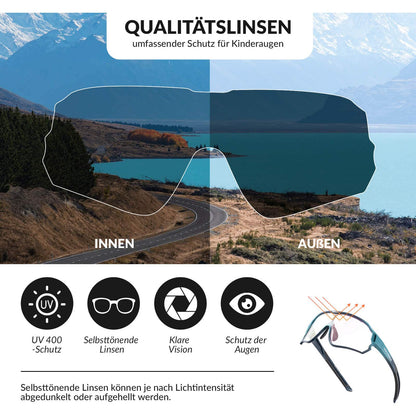 ROCKBROS Kinder Fahrradbrille UV400 - Schutz Selbsttönend Sonnenbrille - Fahrradbrille ROCKBROS - EU - NooMii