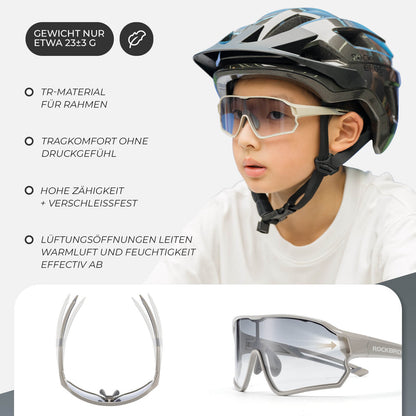 ROCKBROS Kinder Fahrradbrille UV400 - Schutz Selbsttönend Sonnenbrille - Fahrradbrille ROCKBROS - EU - NooMii