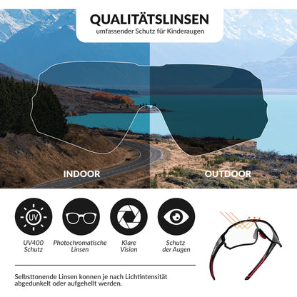 ROCKBROS Kinder Fahrradbrille UV400 - Schutz Selbsttönend Sonnenbrille - Fahrradbrille ROCKBROS - EU - NooMii