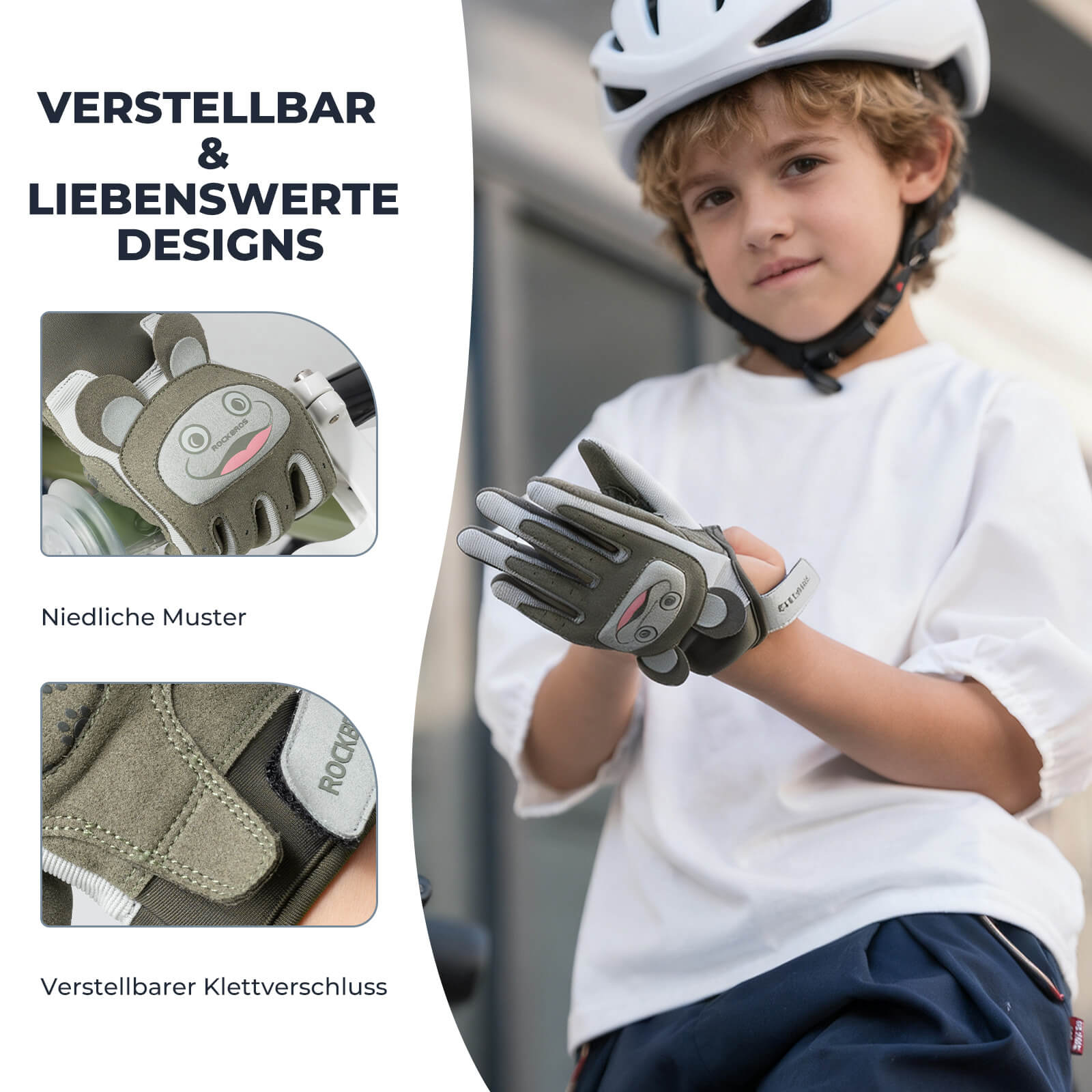 ROCKBROS Kinder Fahrradhandschuhe Atmungsaktiv & Rutschfest Mit SBR - Schutz - Fahrradhandschuhe ROCKBROS - EU - NooMii
