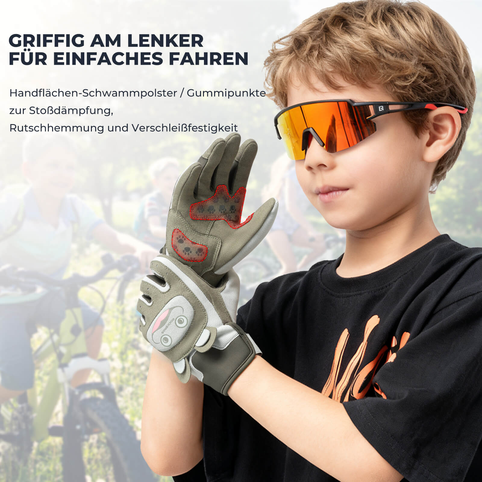 ROCKBROS Kinder Fahrradhandschuhe Atmungsaktiv & Rutschfest Mit SBR - Schutz - Fahrradhandschuhe ROCKBROS - EU - NooMii