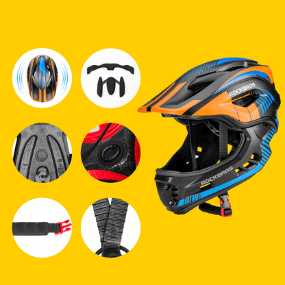 ROCKBROS Kinder helm Integriert Fahrradhelm mit Abnehmbarem Kinnschutz - Helme für Kinder ROCKBROS - EU - NooMii