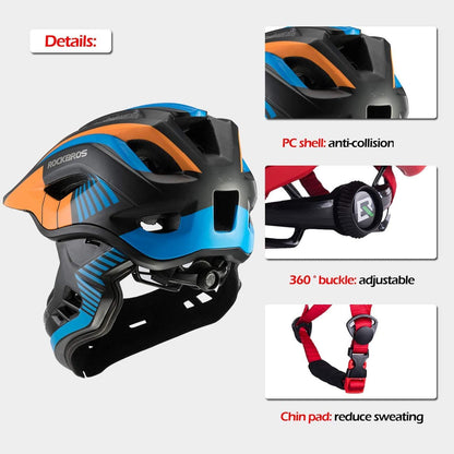 ROCKBROS Kinder helm Integriert Fahrradhelm mit Abnehmbarem Kinnschutz - Helme für Kinder ROCKBROS - EU - NooMii