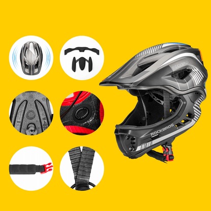 ROCKBROS Kinder helm Integriert Fahrradhelm mit Abnehmbarem Kinnschutz - Helme für Kinder ROCKBROS - EU - NooMii
