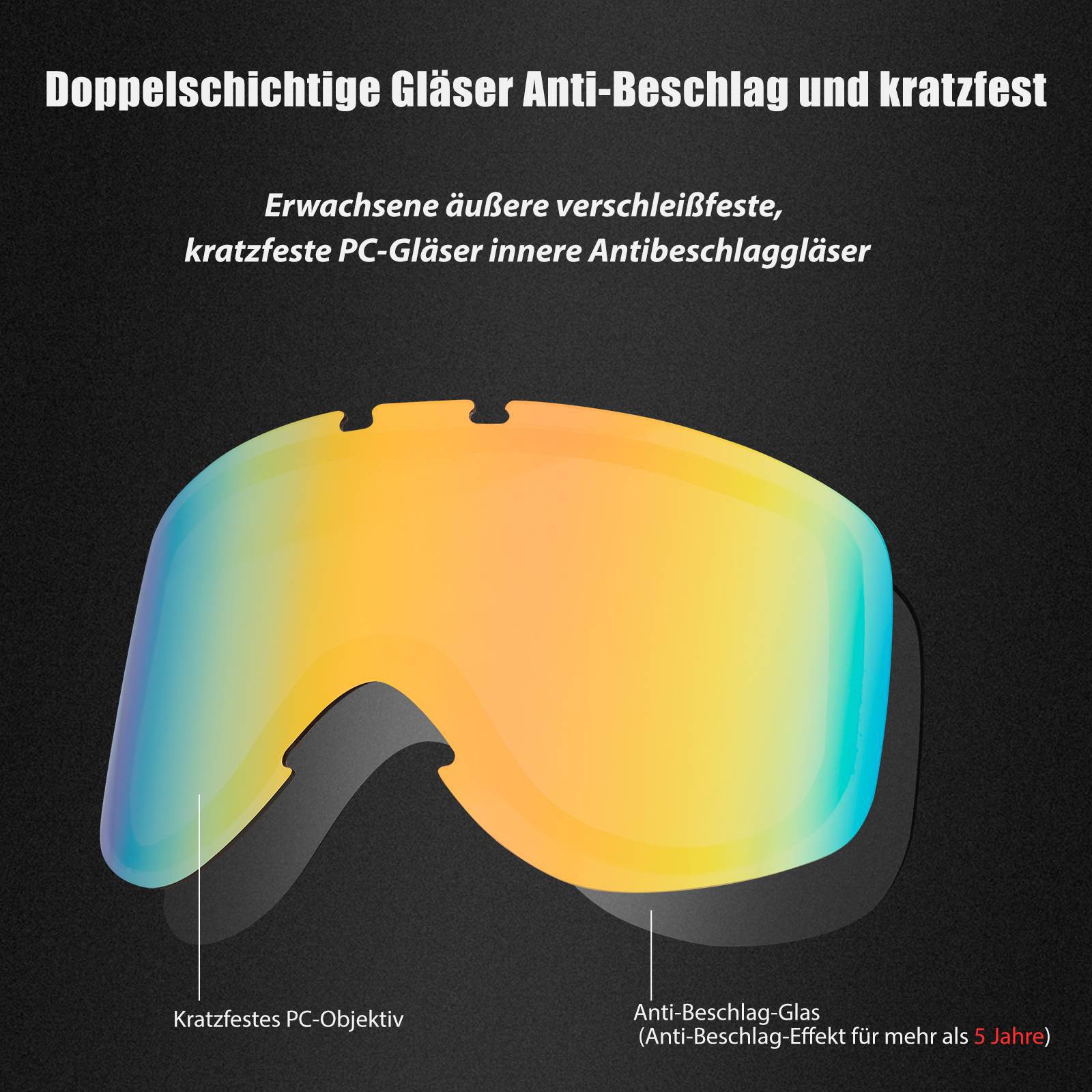 ROCKBROS Kinder Skibrille 100 % UV - Schutz winddicht Ski Schutzbrille - Skibrille ROCKBROS - EU - NooMii