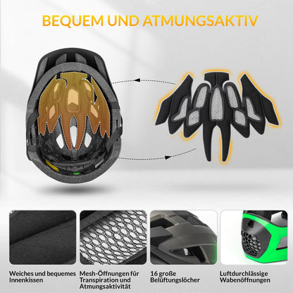ROCKBROS Kinderhelm BMX MTB Downhill Helm mit Abnehmbarem Kinnschutz und Krempe - Helme für Kinder ROCKBROS - EU - NooMii
