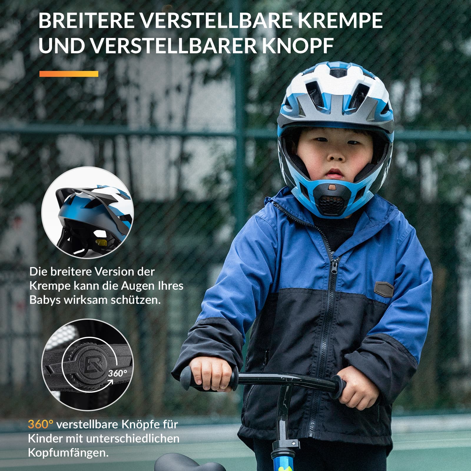 ROCKBROS Kinderhelm BMX MTB Downhill Helm mit Abnehmbarem Kinnschutz und Krempe - Helme für Kinder ROCKBROS - EU - NooMii