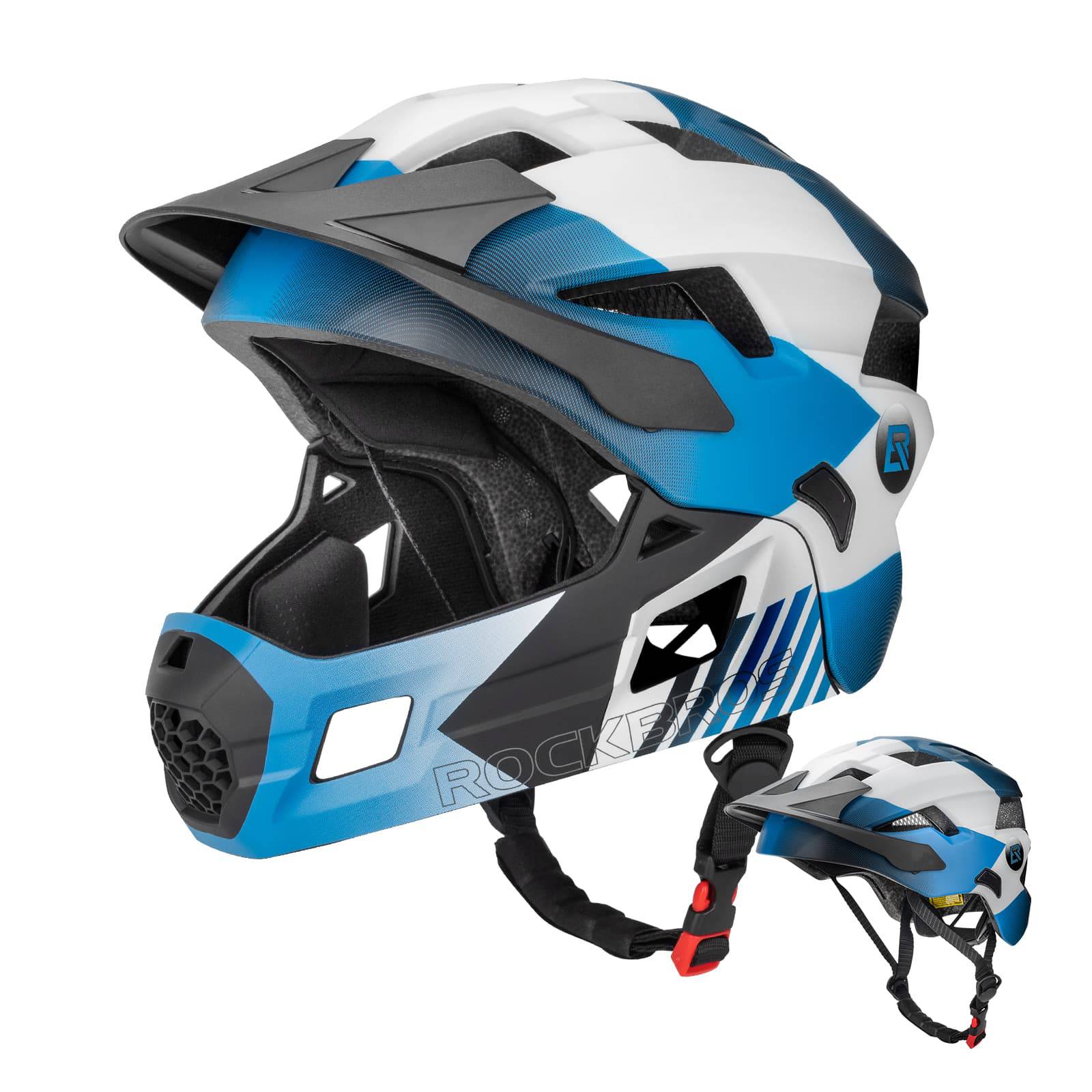 ROCKBROS Kinderhelm BMX MTB Downhill Helm mit Abnehmbarem Kinnschutz und Krempe - Helme für Kinder ROCKBROS - EU - NooMii
