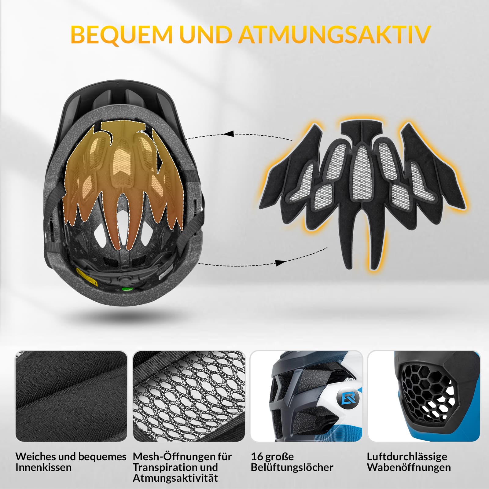 ROCKBROS Kinderhelm BMX MTB Downhill Helm mit Abnehmbarem Kinnschutz und Krempe - Helme für Kinder ROCKBROS - EU - NooMii