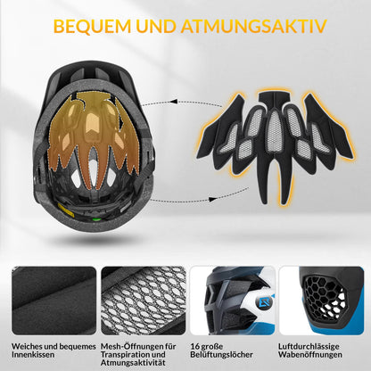 ROCKBROS Kinderhelm BMX MTB Downhill Helm mit Abnehmbarem Kinnschutz und Krempe - Helme für Kinder ROCKBROS - EU - NooMii