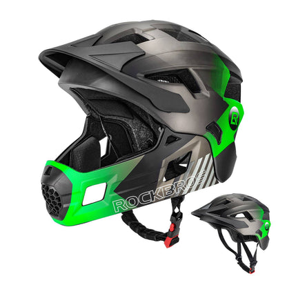 ROCKBROS Kinderhelm BMX MTB Downhill Helm mit Abnehmbarem Kinnschutz und Krempe - Helme für Kinder ROCKBROS - EU - NooMii