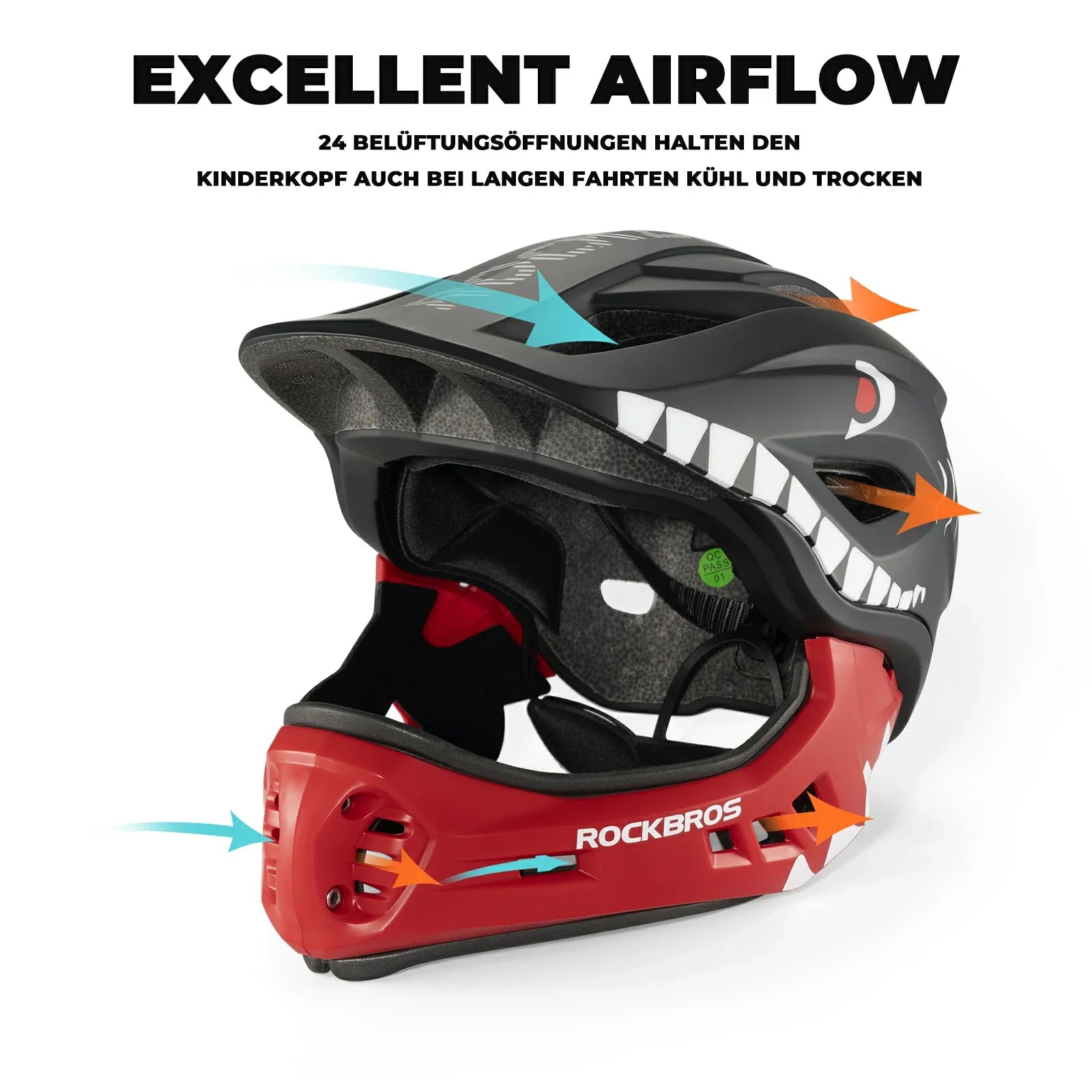 ROCKBROS Kinderhelm Cartoon Integralhelm mit abnehmbarem Kinnschutz - Helme für Kinder ROCKBROS - EU - NooMii