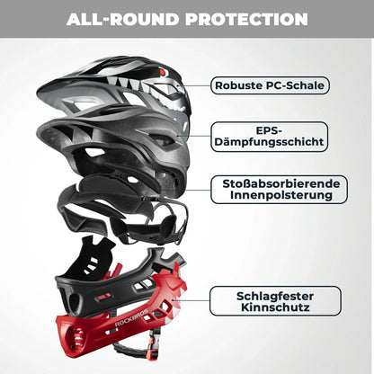 ROCKBROS Kinderhelm Cartoon Integralhelm mit abnehmbarem Kinnschutz - Helme für Kinder ROCKBROS - EU - NooMii