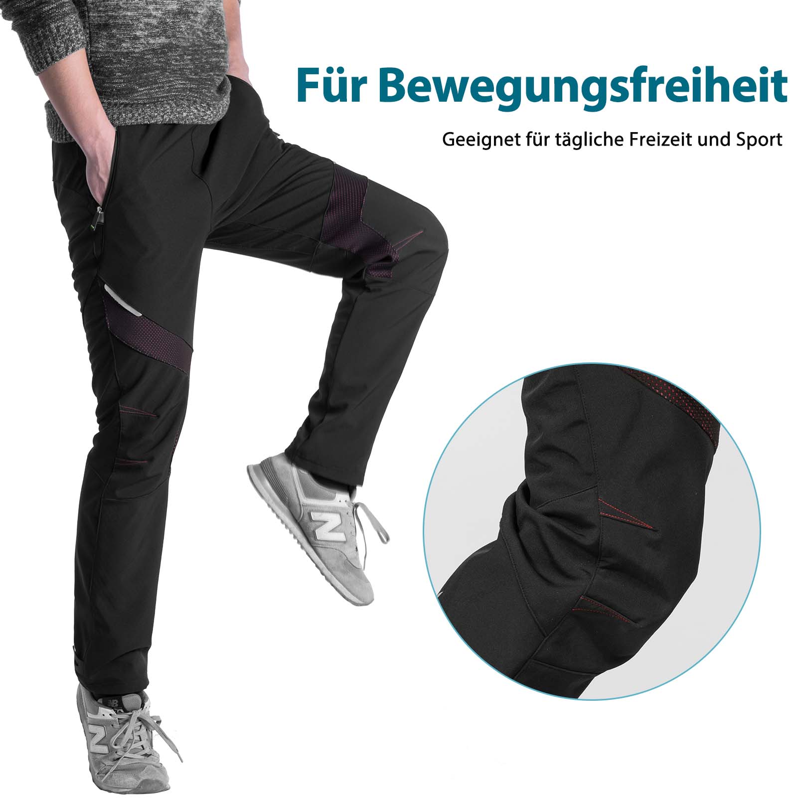ROCKBROS Lange Fahrradhose Herren Winter Radhose Winddicht Warm