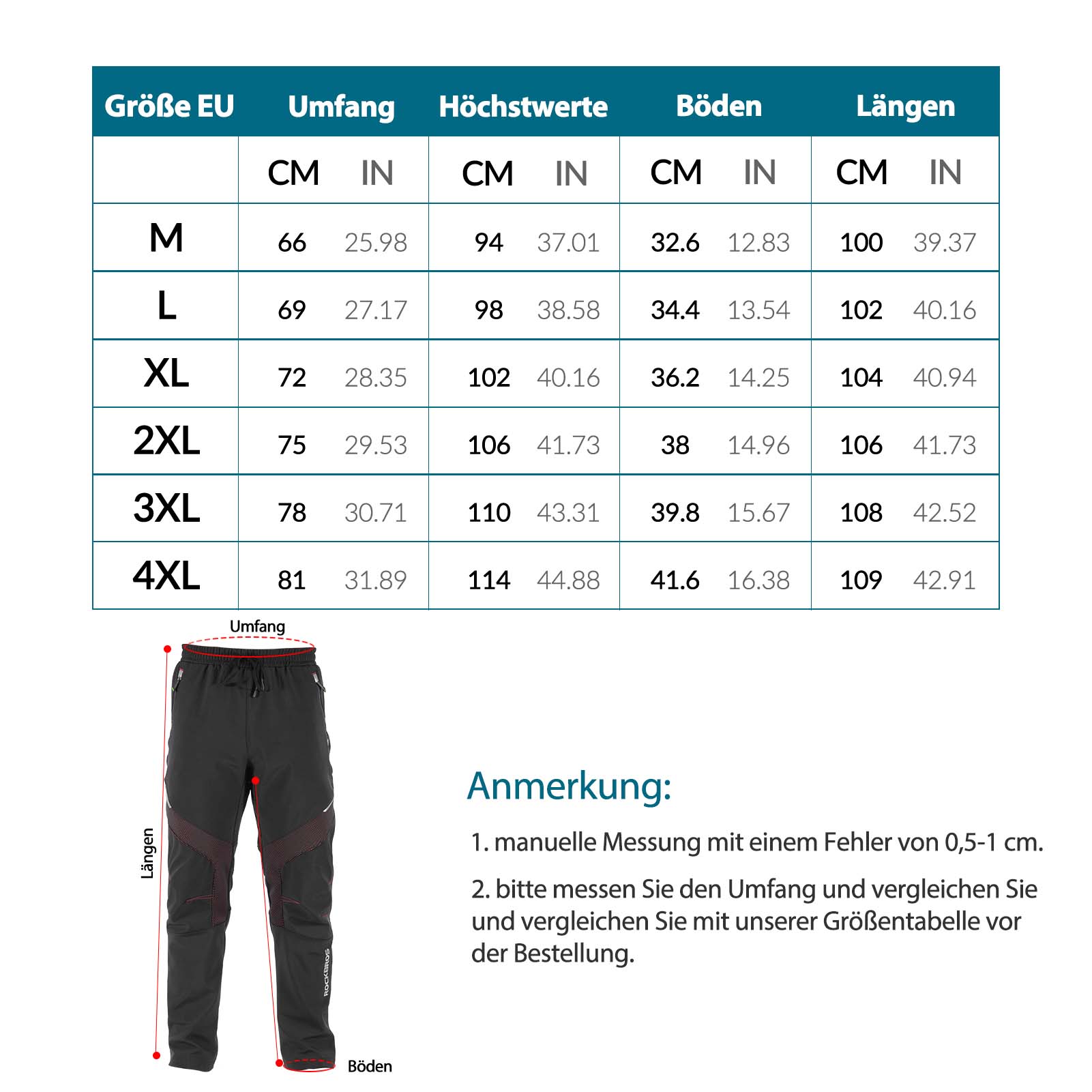 ROCKBROS Lange Fahrradhose Herren Winter Radhose Winddicht Warm