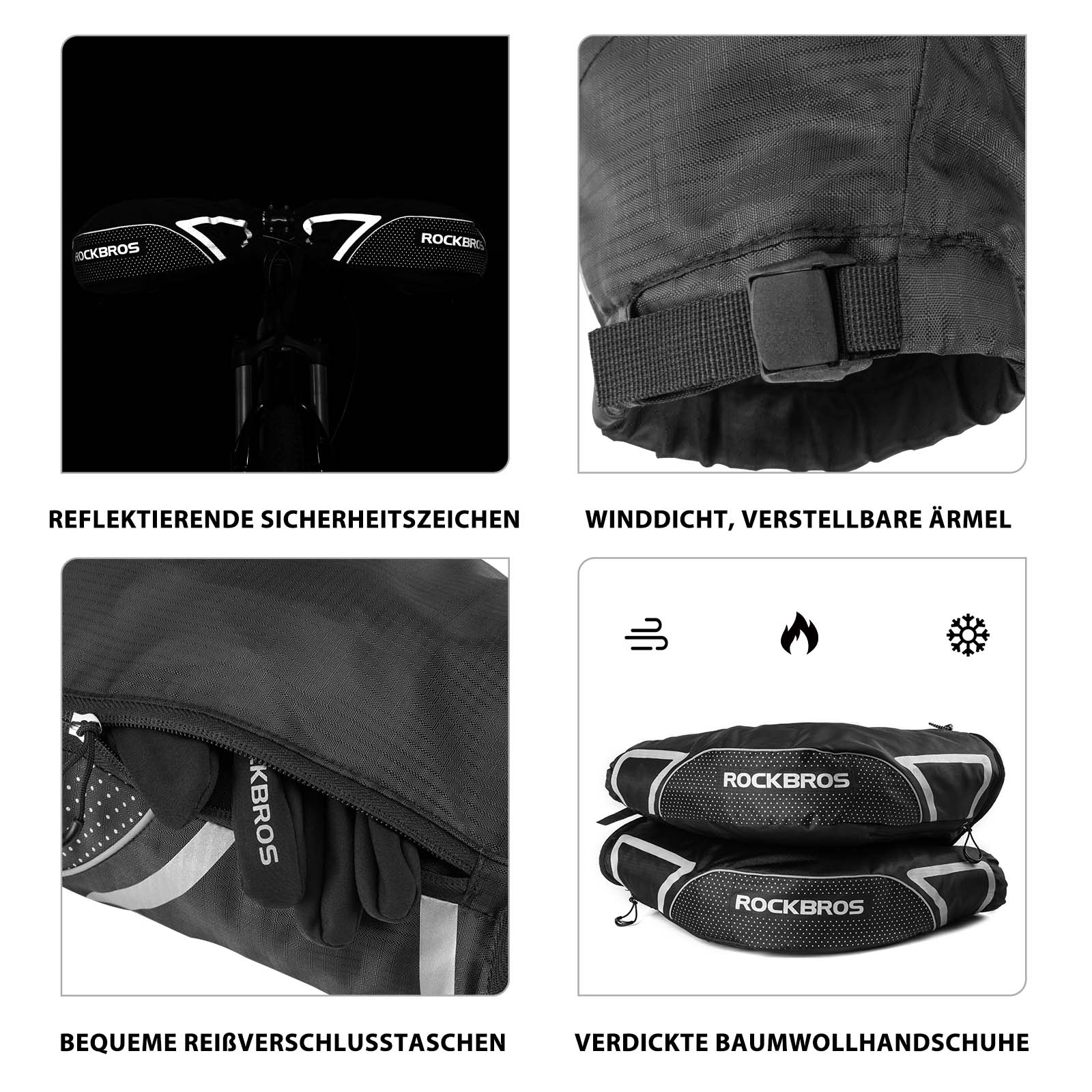 ROCKBROS Lenkerstulpen Lenker Gefüttert Abdichtung Handschuhe Schwarz - Lenkerstulpe ROCKBROS - EU - NooMii