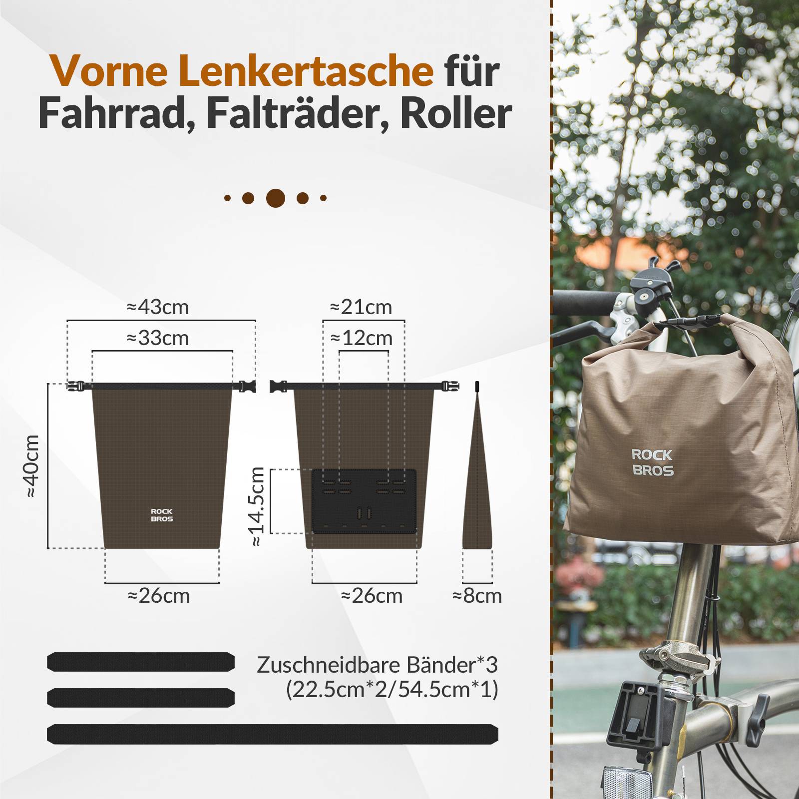 ROCKBROS Lenkertasche Wasserdichte Fahrradkorb Fronttasche Einstellbar 2,5L - 4L - Fahrradtaschen ROCKBROS - EU - NooMii