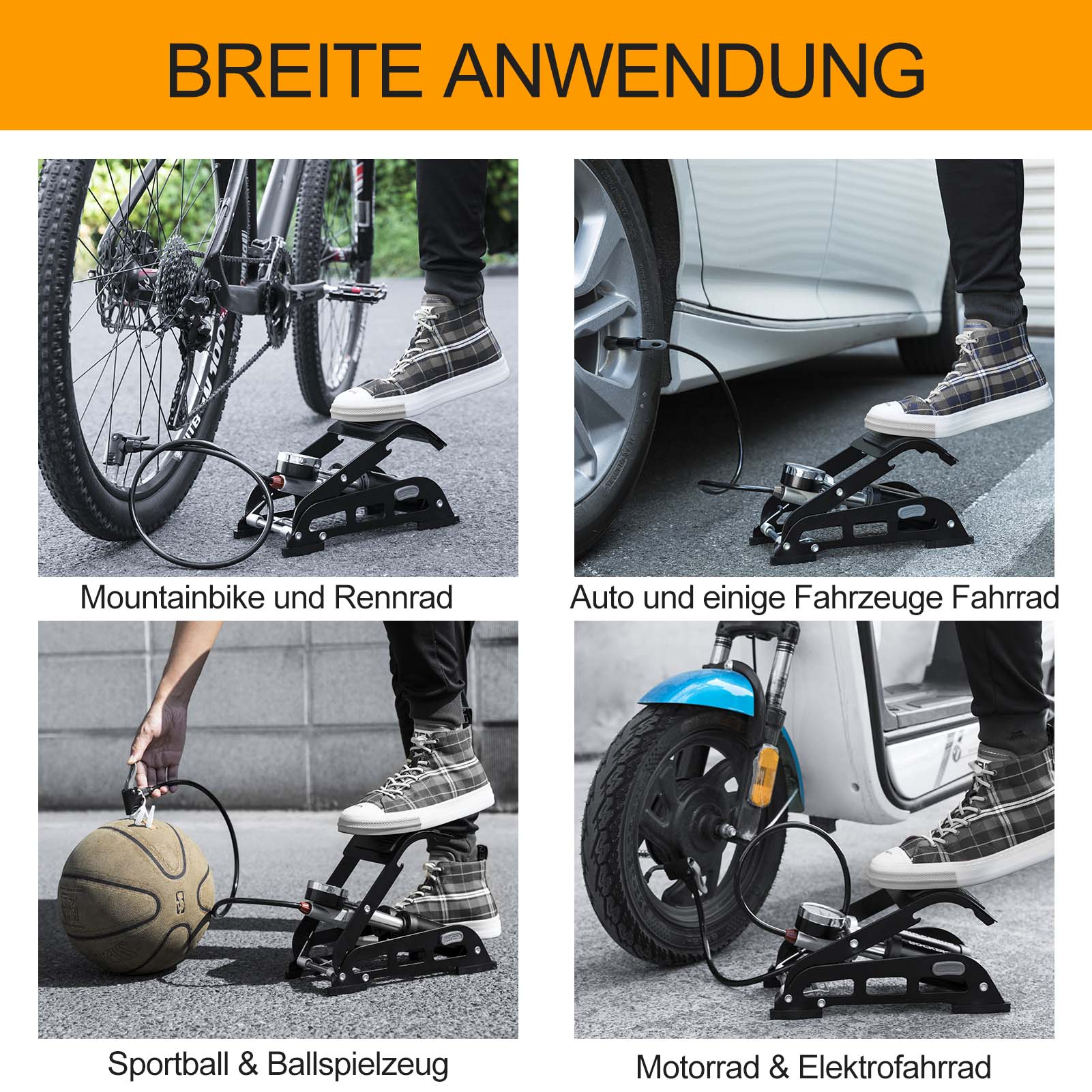 ROCKBROS Luftpumpe Fußpumpe mit Doppelzylinder Manometer - Fahrrad Luftpumpen ROCKBROS - EU - NooMii