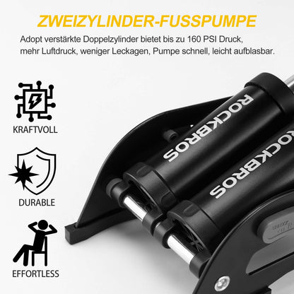 ROCKBROS Luftpumpe Fußpumpe mit Doppelzylinder Manometer - Fahrrad Luftpumpen ROCKBROS - EU - NooMii