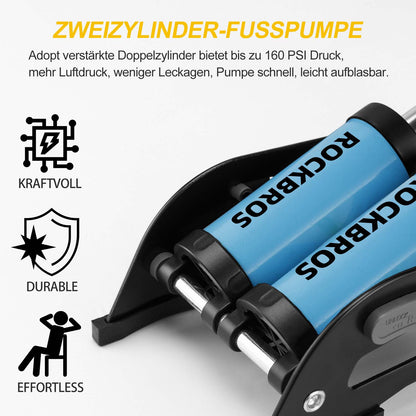 ROCKBROS Luftpumpe Fußpumpe mit Doppelzylinder Manometer - Fahrrad Luftpumpen ROCKBROS - EU - NooMii