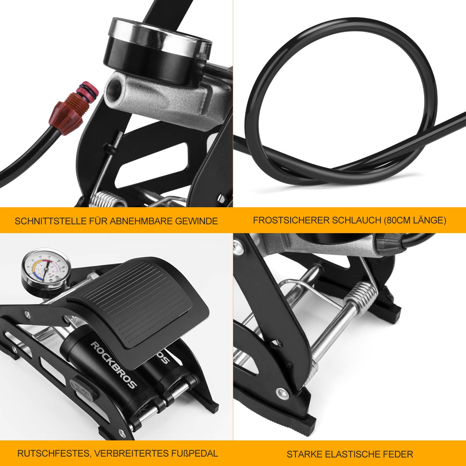 ROCKBROS Luftpumpe Fußpumpe mit Doppelzylinder Manometer - Fahrrad Luftpumpen ROCKBROS - EU - NooMii