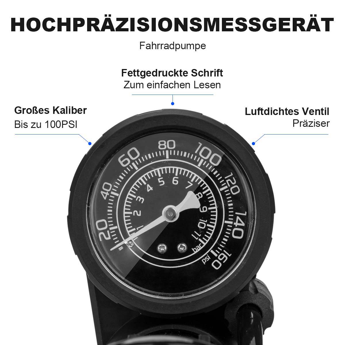 ROCKBROS Mini Fußpumpen Luftpumpe mit Manometer - Fahrrad Luftpumpen ROCKBROS - EU - NooMii