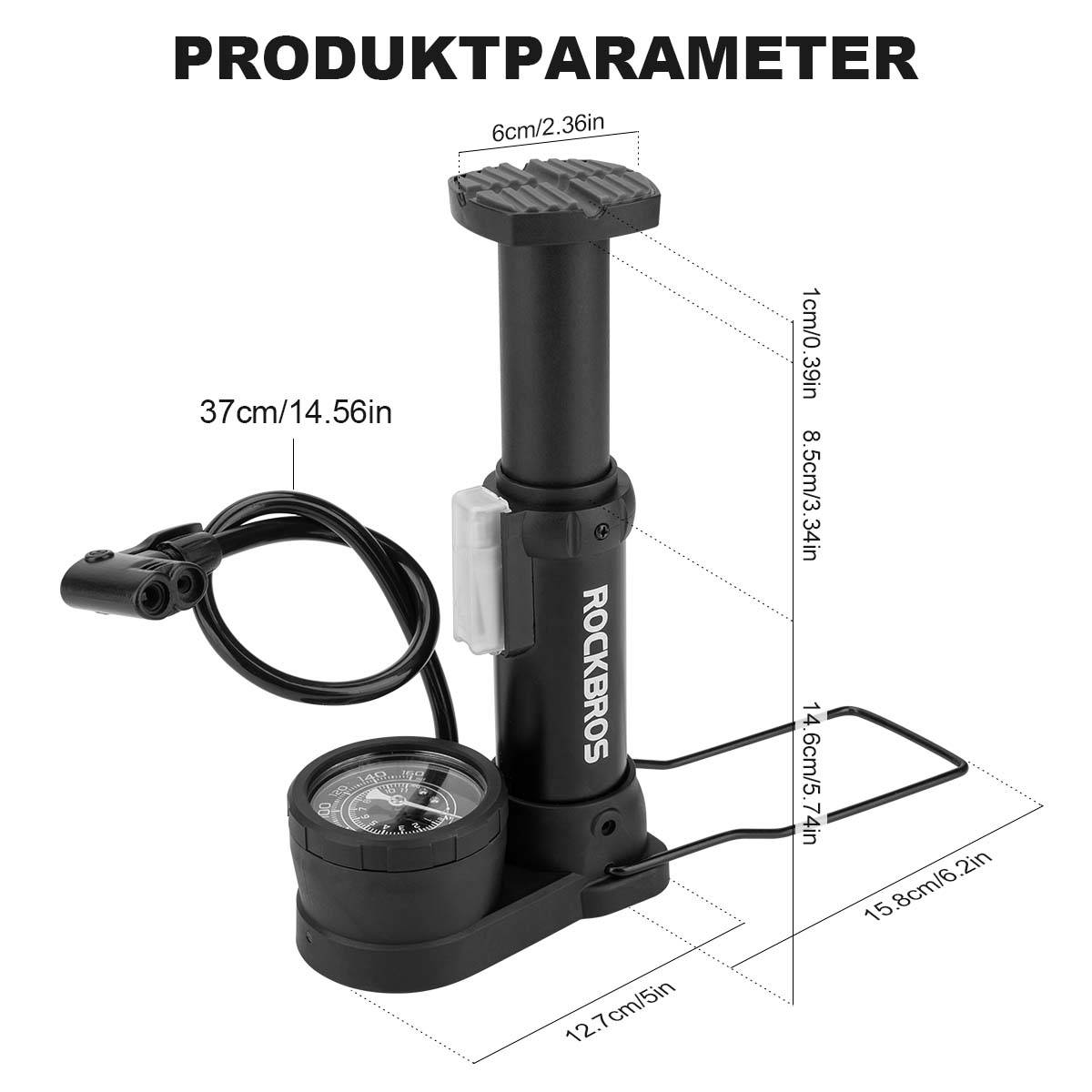 ROCKBROS Mini Fußpumpen Luftpumpe mit Manometer - Fahrrad Luftpumpen ROCKBROS - EU - NooMii