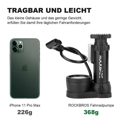ROCKBROS Mini Fußpumpen Luftpumpe mit Manometer - Fahrrad Luftpumpen ROCKBROS - EU - NooMii