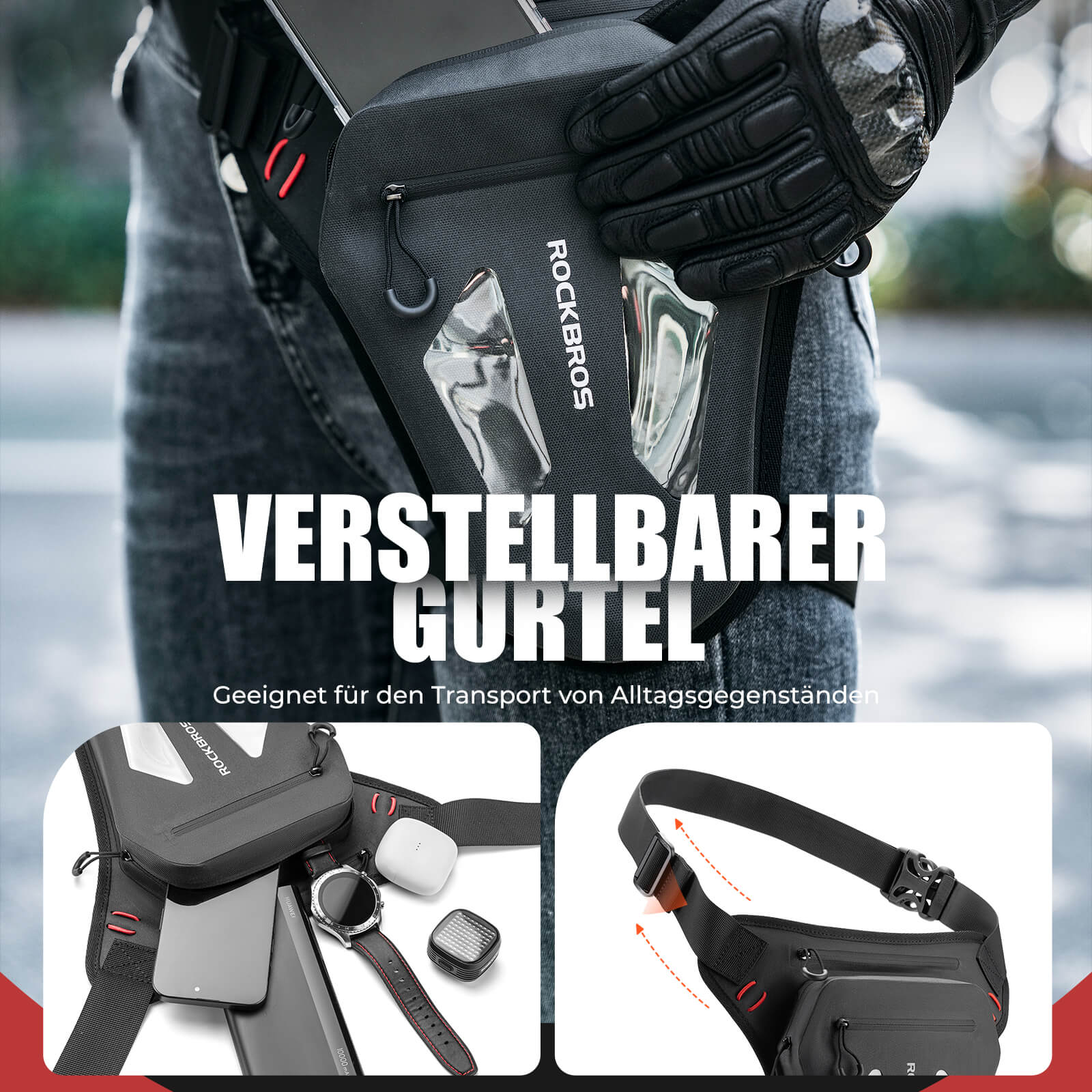 ROCKBROS Motorrad Beintasche Beinbeutel Hüfttasche mit Schultergurte - Motorradtaschen ROCKBROS - EU - NooMii