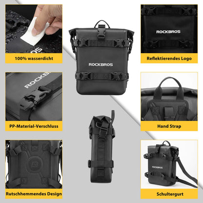 ROCKBROS Motorrad Seitentasche wasserdicht Gepäckträgertasche 5L Schwarz - Motorradtaschen ROCKBROS - EU - NooMii