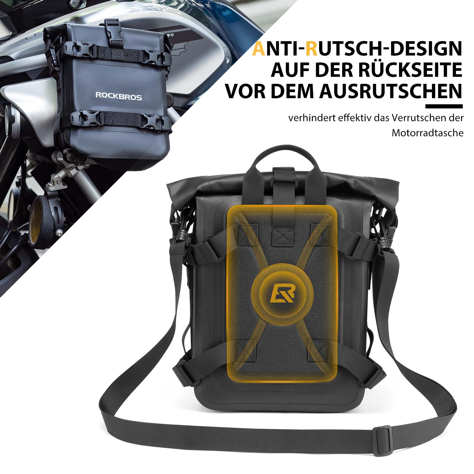 ROCKBROS Motorrad Seitentasche wasserdicht Gepäckträgertasche 5L Schwarz - Motorradtaschen ROCKBROS - EU - NooMii