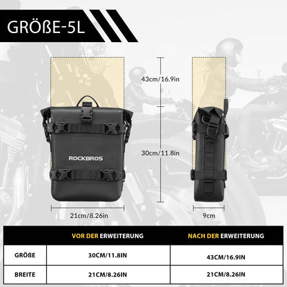 ROCKBROS Motorrad Seitentasche wasserdicht Gepäckträgertasche 5L Schwarz - Motorradtaschen ROCKBROS - EU - NooMii